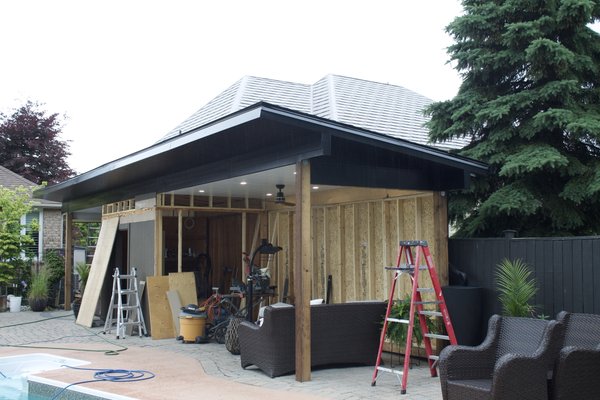Pool house - Soffit, Fascia, and Eavestrough on unfinished pool house