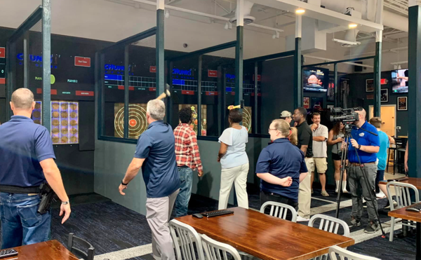 Private Events - We are proud to be a part of the Pearl business community. Come by and see the latest technology and safety in axe throwing entertainment. Outlets of Mississippi suite 465, next door to BreakiT and across from Rack Room Shoes. Private Events - We are proud to be a part of the Pearl business community. Come by and see the latest technology and safety in axe throwing entertainment. Outlets of Mississippi suite 465, next door to BreakiT and across from Rack Room Shoes.