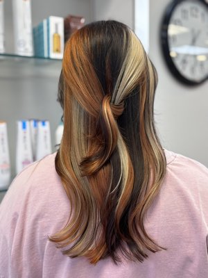 Colour Correction to Calico! - Transformation by Jenn
My lovely guest presented me with this amazing hair and I was so excited to help her reach the hair of her dreams. We had been doing a beautiful chocolate brown for about a year after having some fun with reds and old highlights. So there was some challenges to work with through the lifting process… but we committed! K18 treatments at each step of the blonding to protect the integrity of her hair and we had a FLAWLESS result!
This took about 8 hours in total.
This could cost $400-$650+ depending on hair length, thickness and complexity (including corrective work like this!)
These results were not guaranteed from the beginning, however we were able to reach beyond expectations in a single session. Colour Correction to Calico! - Transformation by Jenn
My lovely guest presented me with this amazing hair and I was so excited to help her reach the hair of her dreams. We had been doing a beautiful chocolate brown for about a year after having some fun with reds and old highlights. So there was some challenges to work with through the lifting process… but we committed! K18 treatments at each step of the blonding to protect the integrity of her hair and we had a FLAWLESS result!
This took about 8 hours in total.
This could cost $400-$650+ depending on hair length, thickness and complexity (including corrective work like this!)
These results were not guaranteed from the beginning, however we were able to reach beyond expectations in a single session.
