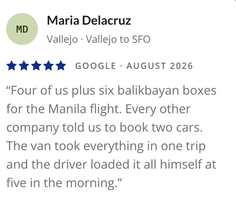 Check out what our customers say about us on other platforms - Customer satisfaction drives everything I do—and our 5-star reviews on Google say it all! Riders rave about our punctual service, friendly drivers, and seamless travel experience. Whether it’s a quick airport transfer or a long-distance trip, our commitment to reliability and comfort has made us a top-rated choice in the community. Book with confidence and discover why so many customers trust us for their transportation needs! Check out what our customers say about us on other platforms - Customer satisfaction drives everything I do—and our 5-star reviews on Google say it all! Riders rave about our punctual service, friendly drivers, and seamless travel experience. Whether it’s a quick airport transfer or a long-distance trip, our commitment to reliability and comfort has made us a top-rated choice in the community. Book with confidence and discover why so many customers trust us for their transportation needs!