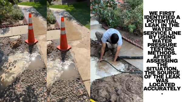Main water Service Line Leak Repair - We successfully located and repaired a leak in a 1-1/2 inch copper water service line by excavating a 5x5 foot area to a depth of 7 feet. After draining all muddy water using industrial transfer pumps, we inspected the pipe, cut out the damaged section, and replaced it with 5 inches of new copper pipe secured with two couplings. Following a leak test that confirmed the repair, we backfilled the hole and thoroughly cleaned the area. Finally, we used a pressure washer to wash down the site, ensuring it was left spotless. Main water Service Line Leak Repair - We successfully located and repaired a leak in a 1-1/2 inch copper water service line by excavating a 5x5 foot area to a depth of 7 feet. After draining all muddy water using industrial transfer pumps, we inspected the pipe, cut out the damaged section, and replaced it with 5 inches of new copper pipe secured with two couplings. Following a leak test that confirmed the repair, we backfilled the hole and thoroughly cleaned the area. Finally, we used a pressure washer to wash down the site, ensuring it was left spotless.