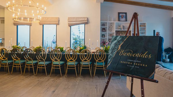 Luxury Birthday Dinner Experience - We did an elegant dinner service for a very special birthday. A private chef provided an immaculate dinner for 24 guests. There was a lounge area in the patio for an intimate concert held at their property.