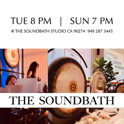 Weekly Soundbath + Guided Meditations - We empower people and organizations to achieve holistic well-being through transformative practices. 

Guided by values of empowerment, integrity, and innovation, and led by experienced wellness professionals, we promote mental, emotional, and physical harmony through Sound Baths, Breathwork, Meditation, Hypnotherapy and other transformative wellness modalities. Our events uplift mindsets, reduce stress, and inspire positive change for a balanced, fulfilling life.

U﻿s! Connect @ +1 949 287-3445 ( TEXT ) l i n k: The Sound Bath Studio

With over a decade of experience, we specialize in breaking through limiting beliefs and enhancing overall well-being. Our unique blend of expertise and personalized approach ensures transformative results, making us the ideal choice for your wellness needs.

Studio L﻿ocation: Palos Verdes, CA

Tuesday, 8 PM
Sundays, 9AM & 7PM
Saturday, 8PM