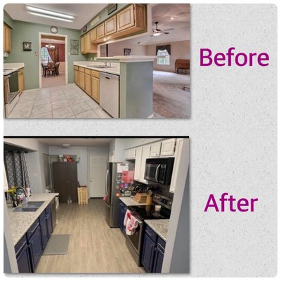 Cabinet painting and kitchen update 2019 - This kitchen remodel opened up the kitchen along with the cabinet painting, really modernized this home. Cabinet painting and kitchen update 2019 - This kitchen remodel opened up the kitchen along with the cabinet painting, really modernized this home.