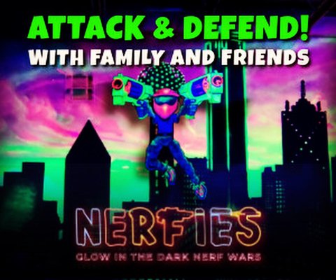 Nerfies - The Alien invaded Earth in the 1983, they annihilated cities and destroyed lives! the citizens of Dallas decided to save the planet! Loaded up their nerf guns and fought the first battle in the City of Plano, the heroes were called The Nerfies.
And since the aliens feared the dark! The Nerfies turned on glow in the dark lights and went to pick a fight! Nerfies - The Alien invaded Earth in the 1983, they annihilated cities and destroyed lives! the citizens of Dallas decided to save the planet! Loaded up their nerf guns and fought the first battle in the City of Plano, the heroes were called The Nerfies.
And since the aliens feared the dark! The Nerfies turned on glow in the dark lights and went to pick a fight!