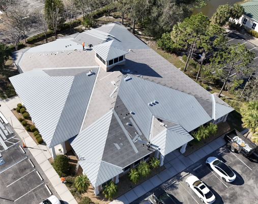 Commercial services - Doctors office wanted to go from tiles to metal roof. Take a look at the beautiful results we were able to achieve. Schedule your consultation today! Commercial services - Doctors office wanted to go from tiles to metal roof. Take a look at the beautiful results we were able to achieve. Schedule your consultation today!