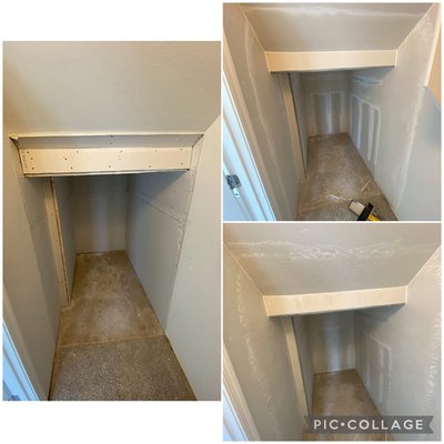 Redo of stairwell closet - stairwell closet redo ready for paint Redo of stairwell closet - stairwell closet redo ready for paint