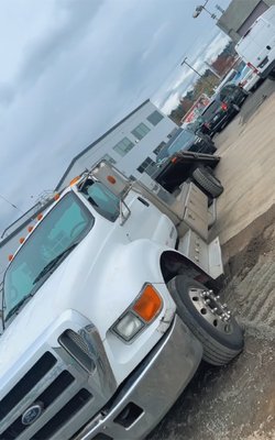 Towing a 2022 dodge ram 2500 - The costumer couldn’t get it too natural and push it out off the garage but we specialist in that and we got it towed to the dealer ship Towing a 2022 dodge ram 2500 - The costumer couldn’t get it too natural and push it out off the garage but we specialist in that and we got it towed to the dealer ship