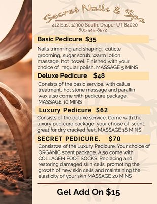 Secret Nails & Spa Prices Lists - Our salon prices listed! Secret Nails & Spa Prices Lists - Our salon prices listed!