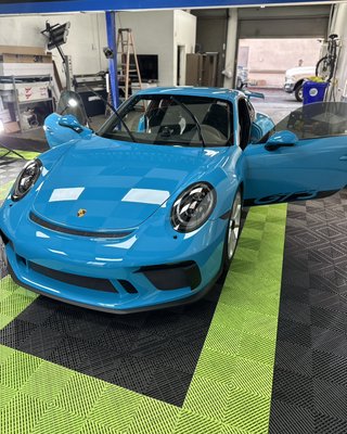 Porsche Gt3 Ceramic Coating - This Porsche 911 Gt3 Miami blue got our Supreme Wash and Clay Bar as a prep before getting full paint correction (2 step polish)
following with 2 layers of Ceramic Coating Paint Protection including on entire vehicle surface,windows,exterior plastic/trim and wheels.
(Up to 5 years Warranty)
Ceramic Coating Services takes from 8-16 hours depending on vehicles conditions, Typically vehicle stay a night at the shop so the Ceramic Coating cures and bundle to the surface of the paint. Porsche Gt3 Ceramic Coating - This Porsche 911 Gt3 Miami blue got our Supreme Wash and Clay Bar as a prep before getting full paint correction (2 step polish)
following with 2 layers of Ceramic Coating Paint Protection including on entire vehicle surface,windows,exterior plastic/trim and wheels.
(Up to 5 years Warranty)
Ceramic Coating Services takes from 8-16 hours depending on vehicles conditions, Typically vehicle stay a night at the shop so the Ceramic Coating cures and bundle to the surface of the paint.