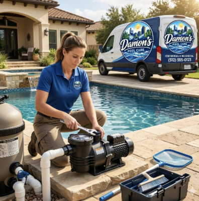 Professional Pool Equipment Installations in Charlotte, NC. - Modern pool equipment helps improve water quality, circulation, energy efficiency, and overall swimming comfort. However, outdated or improperly installed equipment can create performance problems and increase maintenance costs. Therefore, professional Pool Equipment Installations are important for keeping your swimming pool operating safely and efficiently.

At Damon’s Pool Care, we provide reliable Pool Equipment Installations for homeowners in Charlotte, NC and surrounding areas. In addition, our experienced technicians install high-quality equipment designed to improve pool performance and support long-term reliability.

Whether you need Pool Filter Installation, Pool Heater Installation, Pool Pump Installation, or Pool Light Installation, our team delivers dependable service tailored to residential pools throughout the Charlotte area. As a result, homeowners can enjoy cleaner water, better circulation, improved lighting, and more efficient pool operation.

Pool Filter Installation:
A quality filtration system helps remove dirt, debris, pollen, and contaminants from your pool water. However, older or undersized filters may struggle to maintain proper water clarity. Therefore, professional Pool Filter Installation helps improve filtration performance and water quality.

At Damon’s Pool Care, we install cartridge filters, sand filters, and DE filtration systems for residential swimming pools. Furthermore, our technicians carefully match the filtration system to your pool size and circulation needs.

Because proper filtration supports cleaner water, professional Pool Equipment Installations help reduce maintenance concerns and improve system efficiency.

Pool Heater Installation:
A pool heater allows homeowners to enjoy their swimming pools during cooler mornings and changing seasonal weather. In addition, a properly installed heater helps maintain more comfortable water temperatures throughout the year.

Our Pool Heater Installation services include gas heaters, electric heaters, and heat pump systems. Furthermore, our technicians evaluate your pool size, equipment setup, and heating needs before installation begins.

Because reliable heating improves pool comfort, professional Pool Equipment Installations help homeowners extend their swim season and enjoy their pools more often.

Pool Pump Installation:
The pool pump is one of the most important parts of your circulation system. Consequently, a properly installed pump helps improve water flow, filtration, and equipment performance.

At Damon’s Pool Care, we provide Pool Pump Installation for standard pumps and energy-efficient variable-speed systems. In addition, our technicians ensure proper plumbing connections, electrical setup, and system calibration during installation.

Because efficient circulation supports cleaner water, professional Pool Equipment Installations help improve long-term pool performance and reduce equipment strain.

Pool Light Installation:
Pool lighting improves both safety and appearance around your swimming pool area. Furthermore, updated lighting systems help create a more enjoyable outdoor environment for evening swimming and backyard gatherings.

Our Pool Light Installation services include LED pool lights, color-changing systems, and replacement lighting solutions. In addition, our technicians install lighting designed for durability, efficiency, and dependable performance.

Because quality lighting improves visibility and style, professional Pool Equipment Installations help enhance the overall appearance of your outdoor space.