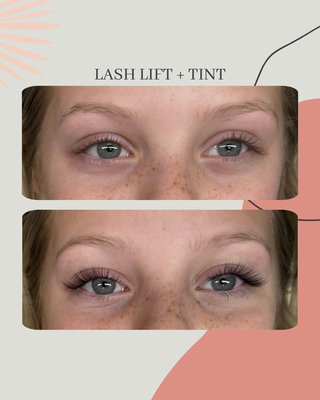 Keratin Lash Lift + Tint - Before and after a keratin lash lift and tint!  Great low maintenance solution for natural lashes that last 8+ weeks!