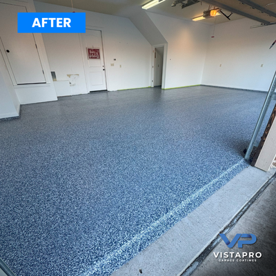 3 1/2 Car Garage - We completed a stunning 3 and 1/2 car garage with a custom Cowboys color job, and it turned out beautiful! With our polyaspartic top coat, the floors are UV resistant, chemical resistant, and stain proof, making them damage-proof and durable. We finished the job in just 5 hours, and the customer was able to use their floors by the next evening. It was a fun project, and the final result had us all cheering, "Go Cowboys!" Another successful, damage-proof floor installation!