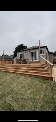 Redwood backyard patio - This beautiful redwood patio was completed under a month! 
By our professional carpenters! They did amazing on this !
