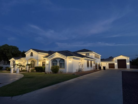 Trim Lighting! - This amazing family added lights to the front of the house. The track allows for the lights to be invisible during the daytime. Pictures show the house with the lights on at night and what it looks like in the daytime! Trim Lighting! - This amazing family added lights to the front of the house. The track allows for the lights to be invisible during the daytime. Pictures show the house with the lights on at night and what it looks like in the daytime!