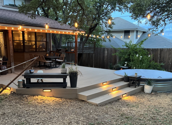 Cowboy Pool Decks - We’ve done lots of stock tank decks, and if there’s anything we’ve learned from these projects it’s that no two are the same. Whether you already have your Cowboy Pool or you’re still considering purchasing one, having  a cohesive plan to tie your Cowboy Pool to the surrounding outdoor space is the best way to go about your backyard splashin’. We can help!