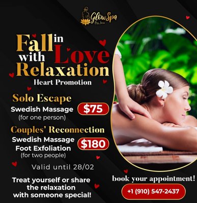 Valentine Promotion - Treat yourself or share the relaxation with someone special