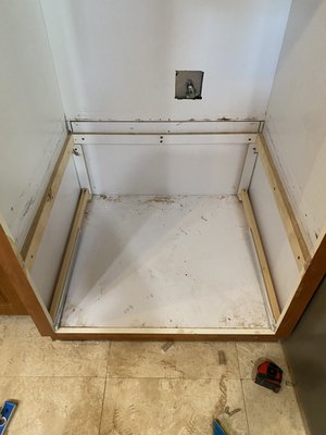 Kitchen cabinets is too small for double oven - My client double over was 2” larger from the top Kitchen cabinets is too small for double oven - My client double over was 2” larger from the top