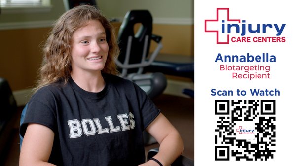 Annabella Bio-Targeting Patient - At Injury Care Centers of Jacksonville, we use the latest and most effective technology in enhancing and boosting regenerative medicine. Our equipment and techniques offer the ability to improve your healing process at a much faster rate than other facility’s methods. Our methods and processes promote a specific, synchronized technique to incorporate an increased, and much faster, recovery process. We use a “bio-targeting” technique that specifically focuses exactly where the injury, or area of concern lies, and pinpoints the exact spot that needs to be addressed, therefore reducing the amount of less-effective treatments. By utilizing this “bio-targeting” technique, it not only specifies the exact area to be treated, but also improves the surrounding tissues and components, to allow a complete healing process to a total area, rather than a limited, estimated region. We use multiple devices, equipment, and procedures together (rather than just one or two), to facilitate the utmost possible improvement. Annabella Bio-Targeting Patient - At Injury Care Centers of Jacksonville, we use the latest and most effective technology in enhancing and boosting regenerative medicine. Our equipment and techniques offer the ability to improve your healing process at a much faster rate than other facility’s methods. Our methods and processes promote a specific, synchronized technique to incorporate an increased, and much faster, recovery process. We use a “bio-targeting” technique that specifically focuses exactly where the injury, or area of concern lies, and pinpoints the exact spot that needs to be addressed, therefore reducing the amount of less-effective treatments. By utilizing this “bio-targeting” technique, it not only specifies the exact area to be treated, but also improves the surrounding tissues and components, to allow a complete healing process to a total area, rather than a limited, estimated region. We use multiple devices, equipment, and procedures together (rather than just one or two), to facilitate the utmost possible improvement.