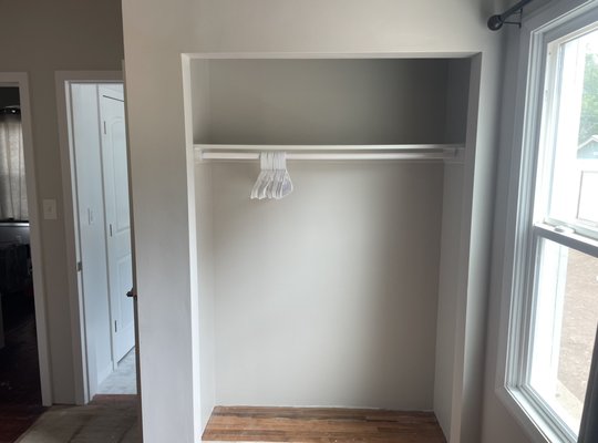 New Bedroom Closet - This bedroom closet remodel really opened up the space and added a modern feel that was missing. Have a space that could use a lift? We’re here to help!