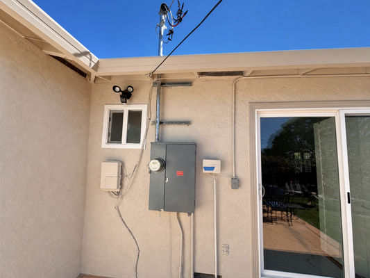 Residential Main Panel & Overhead Service Upgrade - Complete residential electrical service modernization. We replaced the original exterior meter-main equipment, rebuilt the overhead service entrance with a new mast and weatherhead, organized the exterior conduit routing, repaired the surrounding stucco, and coordinated the City of Fremont electrical inspection and meter release. The finished installation provides a clean, serviceable layout designed for modern household electrical needs. Planning a main-panel or service upgrade? Request a quote from LHP Electrical. Residential Main Panel & Overhead Service Upgrade - Complete residential electrical service modernization. We replaced the original exterior meter-main equipment, rebuilt the overhead service entrance with a new mast and weatherhead, organized the exterior conduit routing, repaired the surrounding stucco, and coordinated the City of Fremont electrical inspection and meter release. The finished installation provides a clean, serviceable layout designed for modern household electrical needs. Planning a main-panel or service upgrade? Request a quote from LHP Electrical.