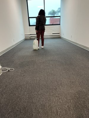 Commercial Carpet Cleaning Offices - This was a commercial office building. A friend of mine works for the building and recommended us for our High quality work. We Washed 4 carpet offices of 200sq. It was an amazing experience having to help out the Building!