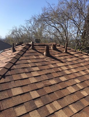 shingle/flat roof  job last fall - the shingle with and sbs flat roof was done last fall. beautiful matching cap sheet and  shingles made this home stand out beautiful in fall