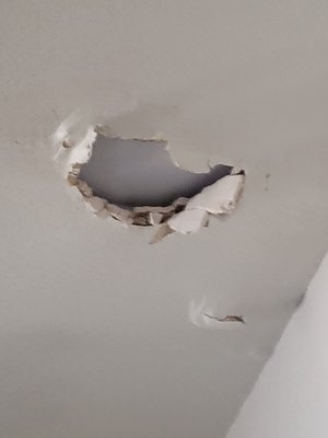 Drywall Repair - Customer had their AC unit in the attic leak and caused significant damage that wasn't reachable to most of the Handyman companies she called. Fortunately for her, we own scaffold and just the right size scaffold to reach the work without causing any further damage to the wood flooring on her stairs or the drywall on the walls of the stair well. Within 72 hours, we were done and scaffold broke down so she could put her home on the market.