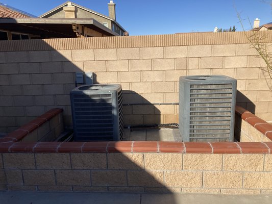 Project 0-267 - Moved condensers from back of house to side hose wall . Moved electrical and refrigeration lines underground