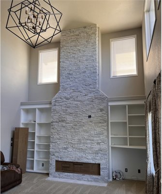 🔥 Fireplace Remodel Project - Our customer wanted a more modern look to their entire home, and this fireplace remodel was a great modern addition! 🔥 Fireplace Remodel Project - Our customer wanted a more modern look to their entire home, and this fireplace remodel was a great modern addition!