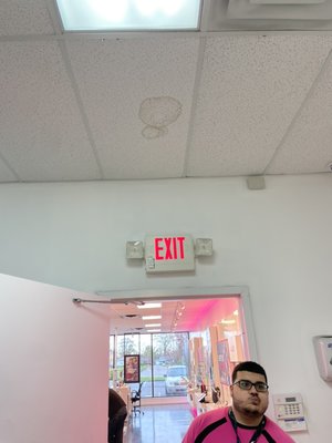 Drop ceiling tile replacement - The customer did not like the stained ceiling tile in their store. So we pulled out the oldest and replaced them.