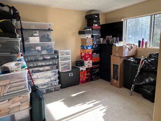 Organizing a Storage Room - This room was used for all sorts of things, shoes, laundry, old and new clothes and just need a once over.
We took everything out of the room, cleaned the floors and windows and closet and then only put back what the client rally needed. Now thy can actually get into the room and use it for mor storage space.