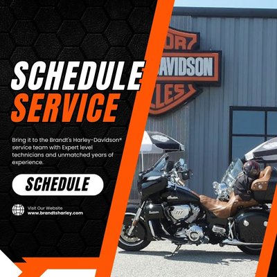 Your Harley® is in the best of hands. - There's only one way to make sure your Harley® is in the best of hands.  Bring it to the Brandt's Harley-Davidson® service team with Expert level technicians and unmatched years of experience.  If your bike needs service, performance work, or just a detail, the Brandt's service team has over 100 years of combined experience.

DynoJet Department
Brandt's is your destination for DynoJet work for interests ranging from motorcycle drag racing, hot street performance or just getting the best possible performance from your motorcycle.  Ask how it can help you!

Calculate your engine horsepower/torque
Determine the best exhaust system
Compute air density
Compute overall gear ratios

Winter Storage
Your motorcycle may take the winter off, but we don't. Protect your ride from the elements with Brandt's Harley-Davidson® temperature-controlled Winter Storage. Your ride is safe with us.  We offer a heated and alarmed Winter Storage Program. We prepare your bike for winter and keep your battery charged. $1 a day on any bike(Trikes are $1.50 per day) for as long as you want. We offer FREE Storage on any bike we install $1,000.00 worth of new parts, accessories or do performance work on. Give us a call or e-mail us for more info.

Schedule Service
If you have any questions or concerns about your bike, click the link below to request an appointment, or feel free to call us at (260) 563-6443 and we'll be happy to help.