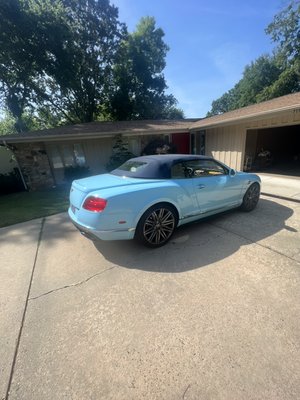 UNC Blue Bentley Convertible - The owner of this beautiful Bentley called me up to have his car detailed before a lunch he was headed to and said I only had an hour and a half. I was up for the challenge and was able to finish the car with time to spare leaving the customer satisfied. UNC Blue Bentley Convertible - The owner of this beautiful Bentley called me up to have his car detailed before a lunch he was headed to and said I only had an hour and a half. I was up for the challenge and was able to finish the car with time to spare leaving the customer satisfied.