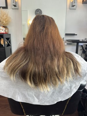Color Correction for Asian Hair - This client had multiple tones from previous color services and hair extensions. I customized the color correction to create a natural, even, low-maintenance result that blends beautifully for Asian hair. Color Correction for Asian Hair - This client had multiple tones from previous color services and hair extensions. I customized the color correction to create a natural, even, low-maintenance result that blends beautifully for Asian hair.