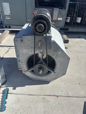 Air conditioning repair - The blower wheel was found destroyed due to lack of maintenance, the OEM wheel is obsolete since the Air Conditioning unit is more than 15 years old. We had the blower wheel, pulleys and bearings refurbished to help this customer in Granada Hills. Air conditioning repair - The blower wheel was found destroyed due to lack of maintenance, the OEM wheel is obsolete since the Air Conditioning unit is more than 15 years old. We had the blower wheel, pulleys and bearings refurbished to help this customer in Granada Hills.