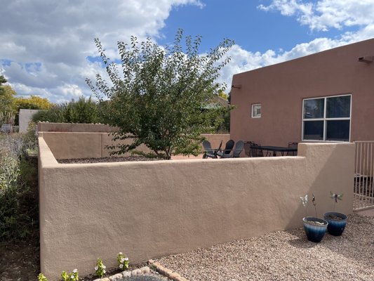 Yard wall re-stucco - This re-stucco was done on a yard wall that was in bad shape. We patched all tops and cracks and did a full re-stucco. Now this yard wall looks beautiful. Yard wall re-stucco - This re-stucco was done on a yard wall that was in bad shape. We patched all tops and cracks and did a full re-stucco. Now this yard wall looks beautiful.