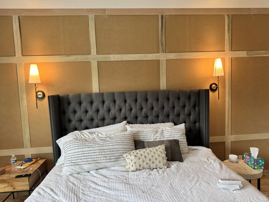 Bedroom remodel - This customer wanted to add elegance to their bedroom. They went with his and her sconce sliding each, had them controlled by a smart switch on Wi-Fi from their phone. It could turn off individually or both. Bedroom remodel - This customer wanted to add elegance to their bedroom. They went with his and her sconce sliding each, had them controlled by a smart switch on Wi-Fi from their phone. It could turn off individually or both.