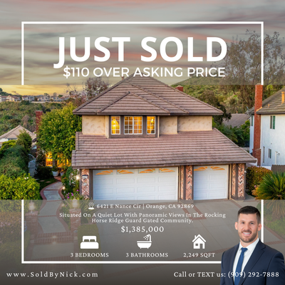 JUST SOLD $110K OVER ASKING PRICE - JUST SOLD $110K OVER ASKING PRICE // ORANGE
6421 E Nance Circle // $1,385,000
3 Beds, 3 Baths | 2,249 s/f, 6,000 s/f lot
Situated on a quiet lot with panoramic views in the Rocking Horse Ridge guard gated community.
(Click Link in Profile)
https://soldbynick.com/homes-for-sale-details/6421-E-NANCE-CIRCLE-ORANGE-CA-92869/CV24068969/306/
Are you looking to get your home sold too?
Let us help you next.
Your Home’s Value Instantly: HomeValueByNick.com
RE/MAX Masters Dre 01398872 Office Dre 01064901
#soldbynick #realtor #realestate #HomesForSale #Orange #OrangeRealEstate #OrangeHomeForSales JUST SOLD $110K OVER ASKING PRICE - JUST SOLD $110K OVER ASKING PRICE // ORANGE
6421 E Nance Circle // $1,385,000
3 Beds, 3 Baths | 2,249 s/f, 6,000 s/f lot
Situated on a quiet lot with panoramic views in the Rocking Horse Ridge guard gated community.
(Click Link in Profile)
https://soldbynick.com/homes-for-sale-details/6421-E-NANCE-CIRCLE-ORANGE-CA-92869/CV24068969/306/
Are you looking to get your home sold too?
Let us help you next.
Your Home’s Value Instantly: HomeValueByNick.com
RE/MAX Masters Dre 01398872 Office Dre 01064901
#soldbynick #realtor #realestate #HomesForSale #Orange #OrangeRealEstate #OrangeHomeForSales