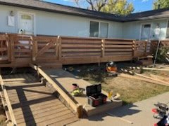 ADA compliant deck and on-ramp - Built a fully ADA-compliant deck with a properly graded ramp, secure handrails, and a slip-resistant surface for safe, easy access. Designed to meet code while delivering a clean, durable finish. ADA compliant deck and on-ramp - Built a fully ADA-compliant deck with a properly graded ramp, secure handrails, and a slip-resistant surface for safe, easy access. Designed to meet code while delivering a clean, durable finish.