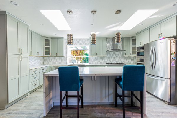 Cambrian park open concept Kitchen Remodel+ 100 square foot Room addition - Quaint kitchen remodel incorporates natural materials and a kitchen island to open the space up and tie it together. Cambrian park open concept Kitchen Remodel+ 100 square foot Room addition - Quaint kitchen remodel incorporates natural materials and a kitchen island to open the space up and tie it together.