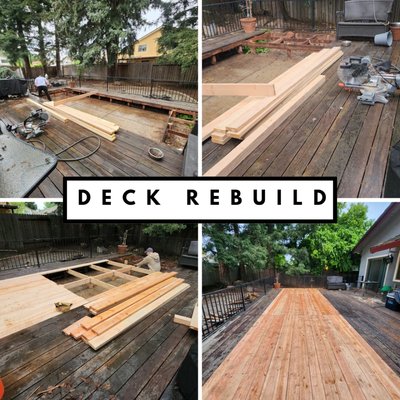 Deck rebuild. - If your deck feels soft, looks worn out, or shows signs of dry rot — it’s time to take a closer look.
We specialize in deck rebuilds and structural repairs in Sacramento and surrounding areas. This recent project involved full removal of damaged wood, rebuilding the subframe, reinforcing joists, and installing brand-new decking boards for a clean, durable finish.
Most deck issues are deeper than they look. What seems like surface wear is often structural damage underneath — loose framing, water intrusion, and rot. We focus on fixing the structure first, so your deck is safe, solid, and built to last.
We keep the process simple: • On-site inspection
• Clear, upfront pricing
• Fast scheduling
• Quality workmanship — no shortcuts
Serving Sacramento, Elk Grove, Roseville, Folsom, and nearby areas.
If you're not sure about your deck condition, we can inspect it and give you honest recommendations.
Message us today to schedule your estimate. Deck rebuild. - If your deck feels soft, looks worn out, or shows signs of dry rot — it’s time to take a closer look.
We specialize in deck rebuilds and structural repairs in Sacramento and surrounding areas. This recent project involved full removal of damaged wood, rebuilding the subframe, reinforcing joists, and installing brand-new decking boards for a clean, durable finish.
Most deck issues are deeper than they look. What seems like surface wear is often structural damage underneath — loose framing, water intrusion, and rot. We focus on fixing the structure first, so your deck is safe, solid, and built to last.
We keep the process simple: • On-site inspection
• Clear, upfront pricing
• Fast scheduling
• Quality workmanship — no shortcuts
Serving Sacramento, Elk Grove, Roseville, Folsom, and nearby areas.
If you're not sure about your deck condition, we can inspect it and give you honest recommendations.
Message us today to schedule your estimate.