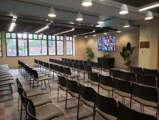 Meeting and Conference Space - Alexandria’s only dedicated conference and meeting center is more than just a stylish and modern facility. With state-of-the-art meeting technology in every room, the lowest fees in Old Town, and the ability to hire your own caterer, ALX Community’s Conference and Meeting Center is the perfect place to host your next conference or meeting.

Each conference room comes equipped with advanced A/V conferencing with 3 camera positions, push-button screen sharing, meeting-specific private Wifi network, Polycom conference phone, whiteboard, ergonomic seating and conference table, free coffee and reception area. Rooms are available to book for members 24/7 and non-members during working hours.