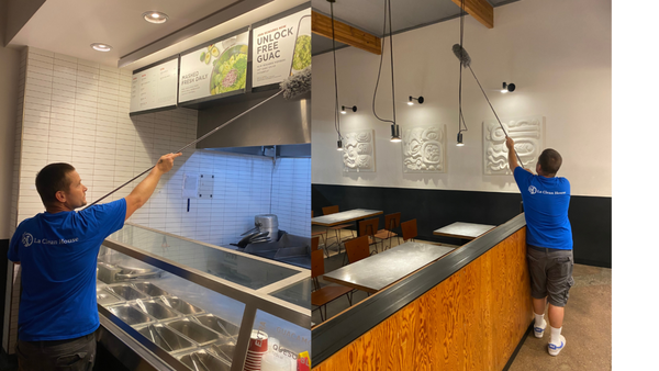 Chipotle 2024 - At La Clean House, we recently provided a thorough cleaning service for our customer, Chipotle. Our team focused on sanitizing all high-traffic areas, including the kitchen, dining spaces, and restrooms, ensuring the restaurant meets the highest cleanliness standards for staff and customers. We take pride in delivering spotless results to keep businesses like Chipotle shining and ready for service! Chipotle 2024 - At La Clean House, we recently provided a thorough cleaning service for our customer, Chipotle. Our team focused on sanitizing all high-traffic areas, including the kitchen, dining spaces, and restrooms, ensuring the restaurant meets the highest cleanliness standards for staff and customers. We take pride in delivering spotless results to keep businesses like Chipotle shining and ready for service!