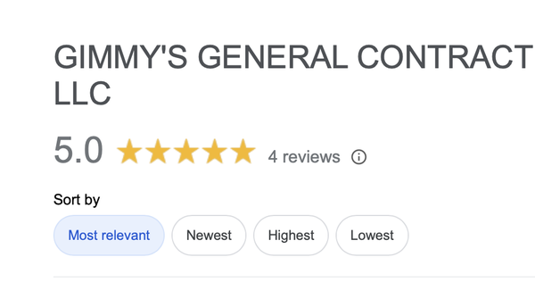 Reviews | References | Testimonials - Thank you for considering Gimmy's General Contracting for your next indoor or outdoor project. We appreciate your understanding as we continue to grow our Yelp reviews organically. Since we believe in transparency, in the meantime, checkout what others have said about service on Google.