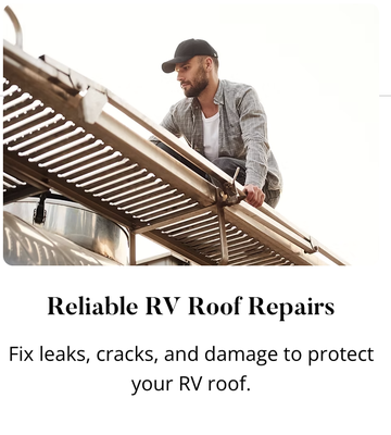 RV Roof Repair & Replacement - We offer professional RV roof repair and replacement for all makes and models. Our experienced team delivers on-site service to ensure your RV stays protected from the elements, giving you peace of mind on every journey. No matter your RV’s brand or age, we’ve got you covered!