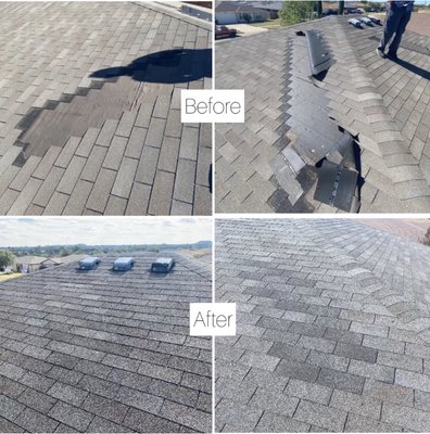 Roof Repair - This customer had wind damage which was causing a leak in the home.