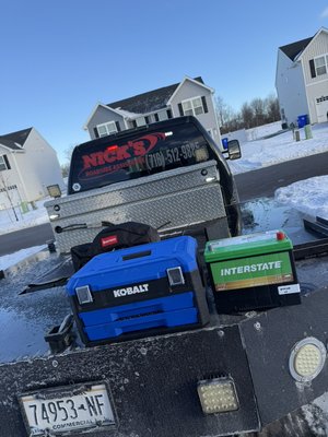 Battery Replacement! - Our battery replacement’s are a quick and easy process. We will come straight to your driveway and swap out your old battery with a brand new top of the line battery! All of our batteries also come with warranty!￼