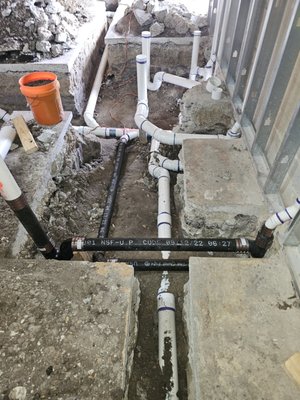 Commercial Remodel and Build Out! - This remodel was done at a Houston Restaurant. The concrete was removed and dirt excavated for installation of all sanitary sewer drains. These were done for the men's restroom, women's restroom, kitchen area, and bar area in this well known Sushi restaurant and bar. We did the rough-in with all new copper piping and set the customer supplied fixtures upon completion. It turned out awesome. We can do the same for you. Don't hesitate to call us and get and estimate for your new kitchen and/or bathroom remodel. It doesn't have to be a commercial project. We love our residential customers and they tend to get a better price. All work is performed by a licensed plumber and all plumbing work is done to code requirements whether your in the city or the county. We don't cut any corners so there's no problems down the road. Call today for your free estimate.