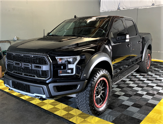 Hard Water Spot Removal - This truck had been parked in front of a sprinkler and had hard water spots embedded into its clear coat. We performed a Complete Full Car detail service and added on a Full Body Polish + Clay Bar to remove the spots. The windows were also treated with acid to remove the spots from the glass. The result was a gorgeous spot-free truck that is now protected from the harsh Arizona elements!